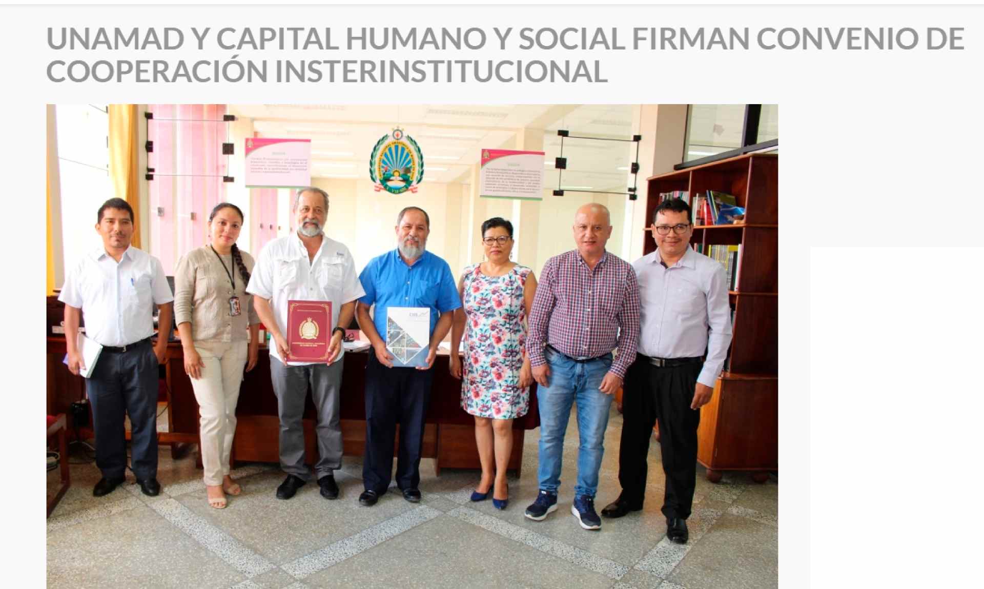 UNAMAD Y Capital Humano Y Social firman convenio de cooeperación interinstitucional