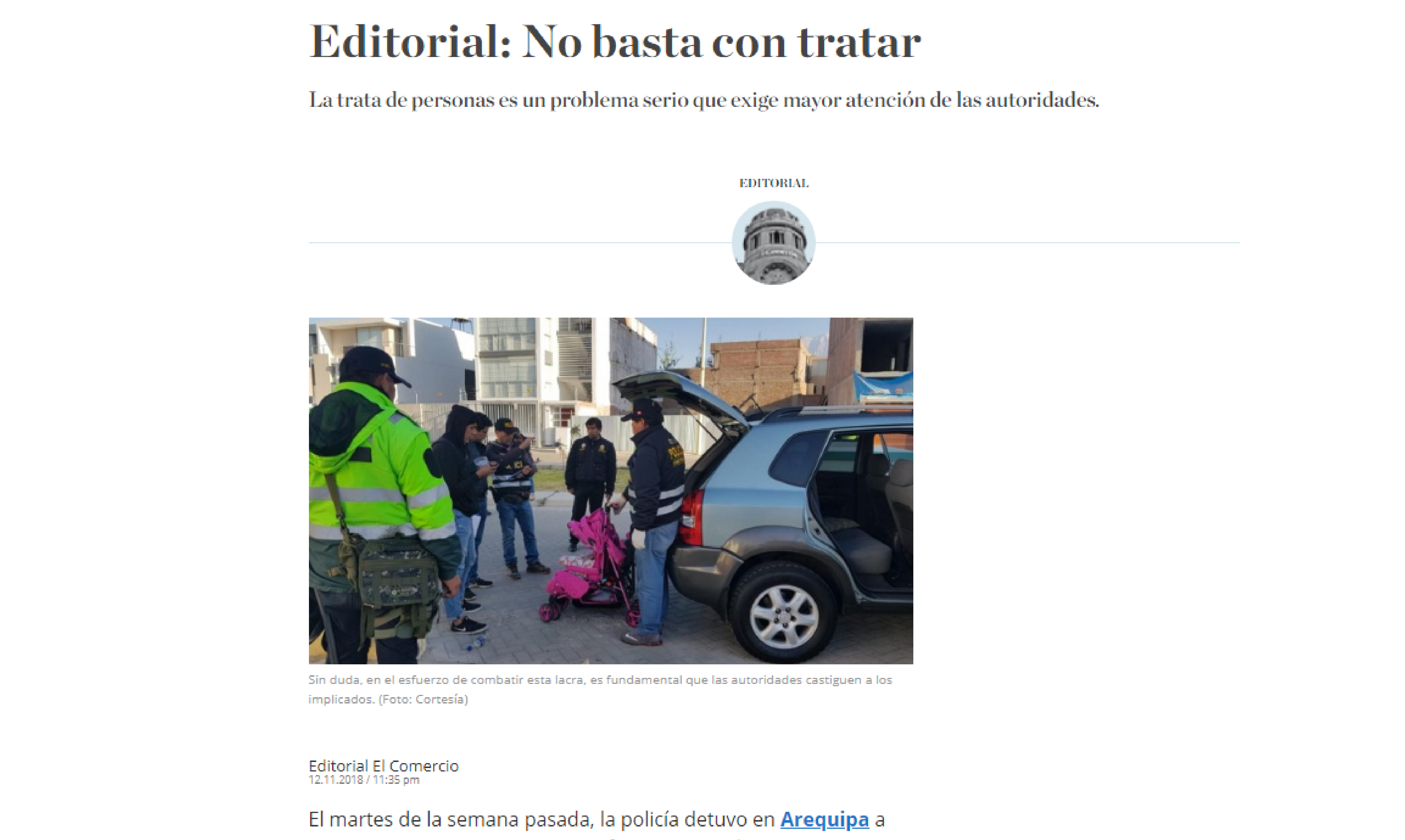 El Comercio: Editorial: No basta con tratar