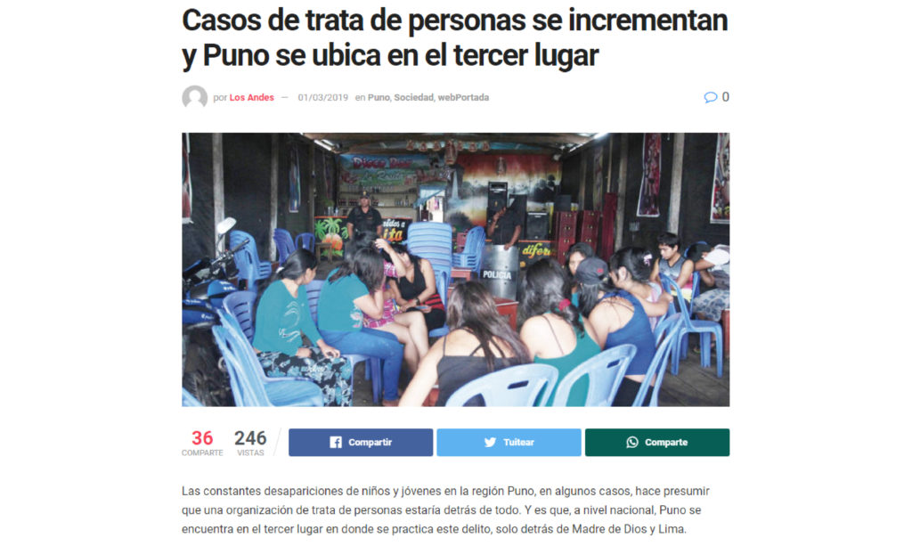 Casos De Trata De Personas Se Incrementan Y Puno Se Ubica En El Tercer