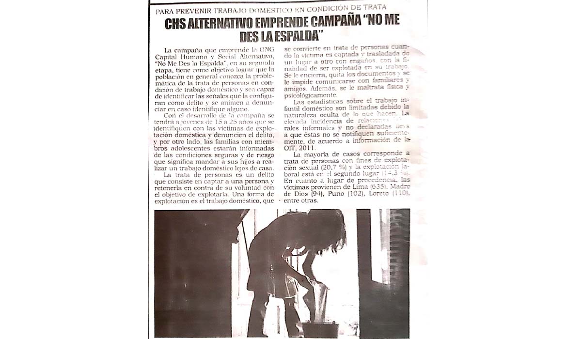 CHS Alternativo emprende campaña “No me des la espalda”