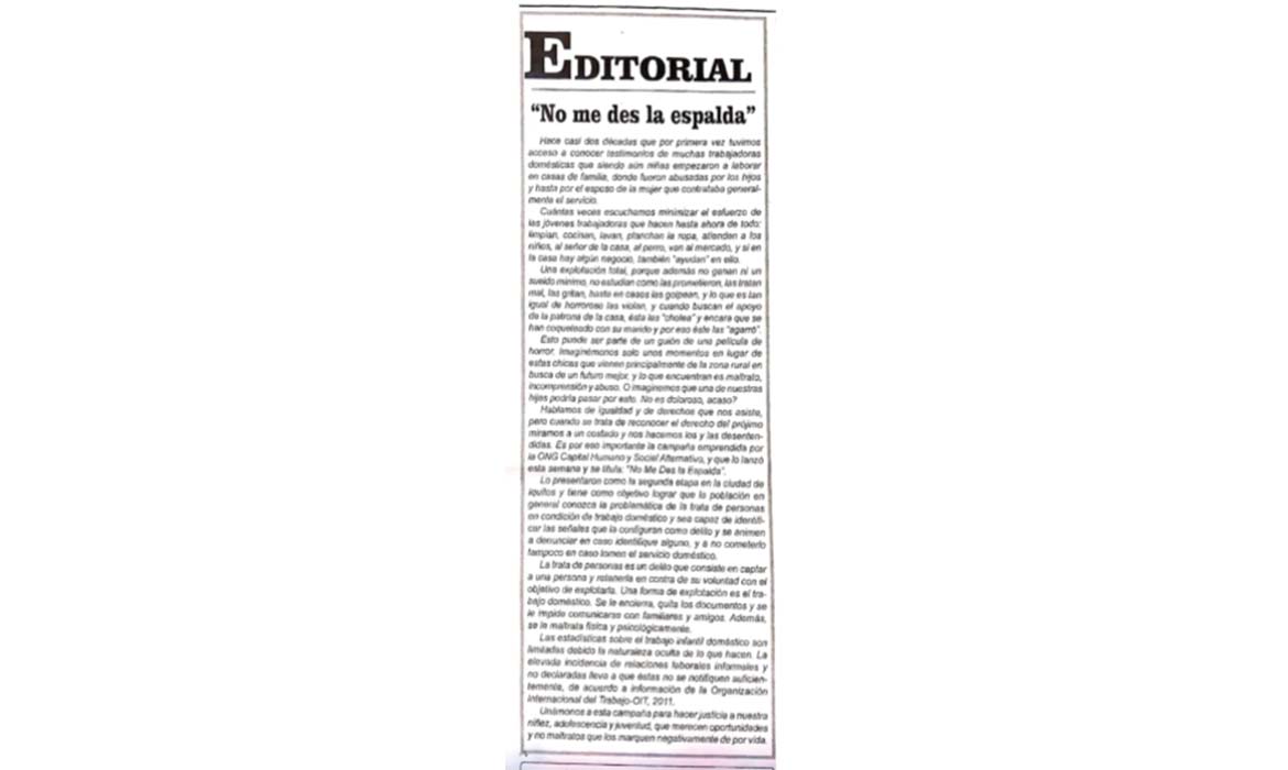 Editorial “No me des la espalda” – Diario La Región