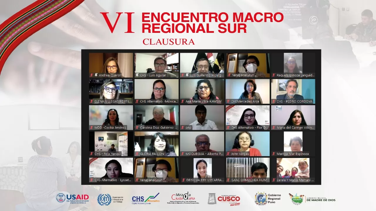 CHS Alternativo clausuró Sexto Encuentro Macrorregional Sur sobre la trata de personas en el Perú