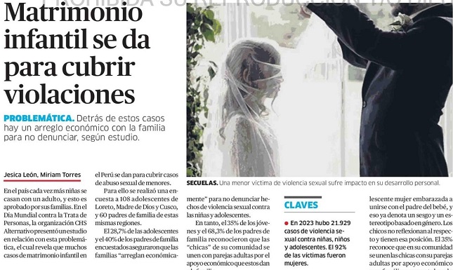 La República: Matrimonio infantil se da para cubrir violaciones